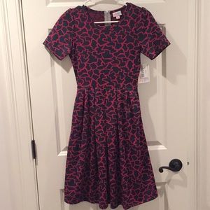 Lularoe Amelia dress XS, navy and pink